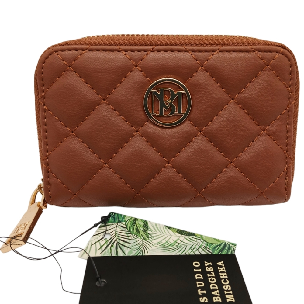 Badgley Mischka Wallet Diamond Quilted Card Coin Purse